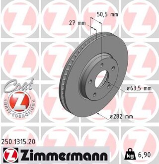 Передні Ford Focus IV (HN) 2018- 282x27mm Zimmermann 250131520