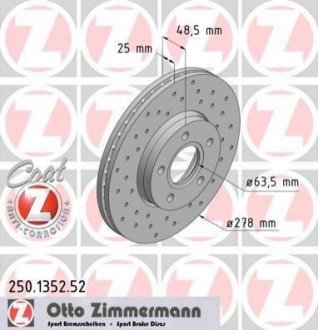 Гальмівний диск Zimmermann 250.1352.52 (фото 1)