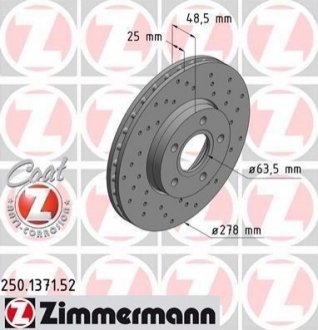 Гальмівний диск Zimmermann 250.1371.52 (фото 1)