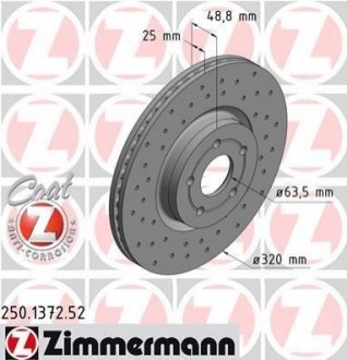 Гальмівний диск Zimmermann 250.1372.52 (фото 1)