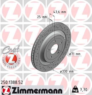 Заднi MUSTANG COUPЕ 15 - 330х25 Zimmermann 250138852