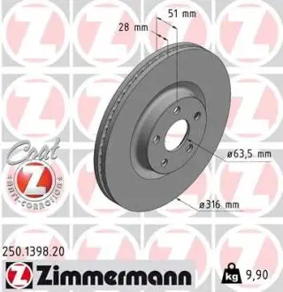 Тормозные диски передние Zimmermann 250139820