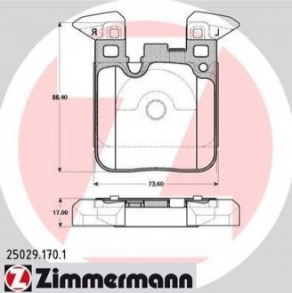 Комплект тормозных колодок, дисковый тормоз Zimmermann 25029.170.1 (фото 1)