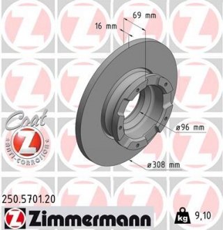 Тормозные диски задние Zimmermann 250570120 (фото 1)
