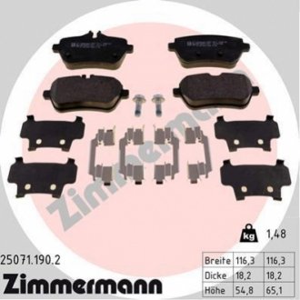 Комплект тормозных колодок, дисковый тормоз Zimmermann 25071.190.2