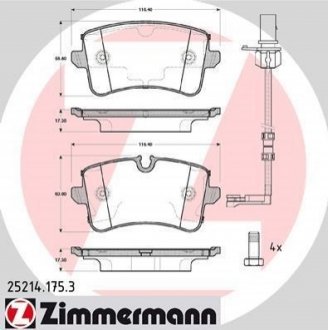 Комплект тормозных колодок, дисковый тормоз Zimmermann 25214.175.3 (фото 1)