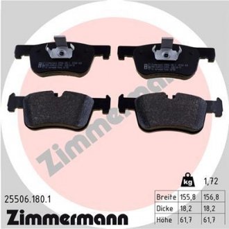 Комплект тормозных колодок, дисковый тормоз Zimmermann 25506.180.1
