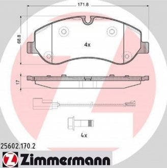 Комплект гальмівних колодок, дисковий гальмо Zimmermann 25602.170.2