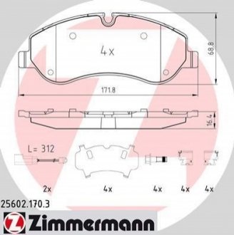 Комплект тормозных колодок, дисковый тормоз Zimmermann 25602.170.3 (фото 1)
