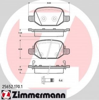 Комплект тормозных колодок, дисковый тормоз Zimmermann 25652.170.1 (фото 1)