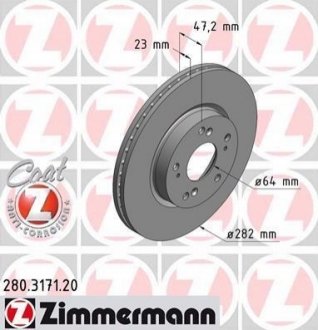 Гальмівний диск Zimmermann 280.3171.20 (фото 1)