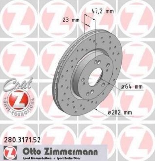Гальмівний диск Zimmermann 280.3171.52 (фото 1)