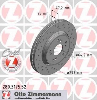 Гальмівний диск Zimmermann 280.3175.52 (фото 1)