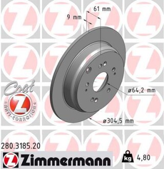 Диск тормозной Zimmermann 280.3185.20