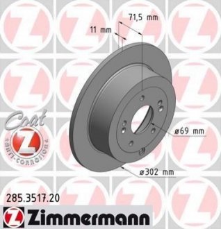 Тормозной диск Zimmermann 285.3517.20 (фото 1)