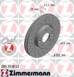 Гальмівний диск Zimmermann 285.3518.52 (фото 1)