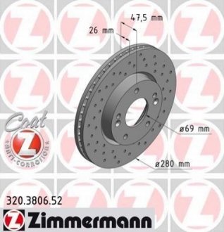 Тормозной диск Zimmermann 320.3806.52