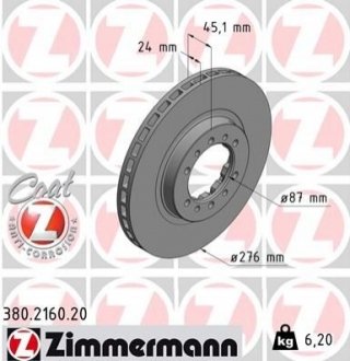 Гальмівний диск Zimmermann 380.2160.20 (фото 1)