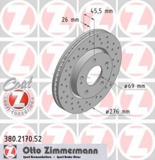 Тормозной диск Zimmermann 380.2170.52 (фото 1)
