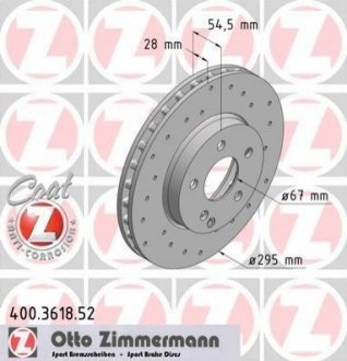Гальмівний диск Zimmermann 400.3618.52 (фото 1)