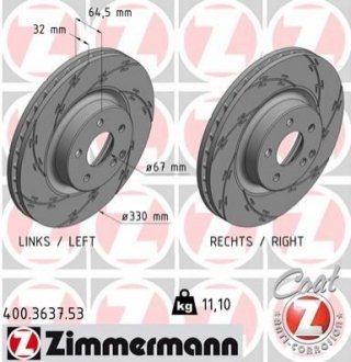 Тормозной диск Zimmermann 400.3637.53 (фото 1)
