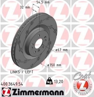 Гальмівний диск Zimmermann 400.3649.54 (фото 1)
