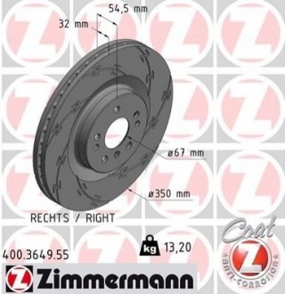 Гальмівний диск Zimmermann 400.3649.55 (фото 1)