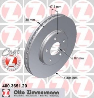 Тормозной диск Zimmermann 400.3651.20 (фото 1)