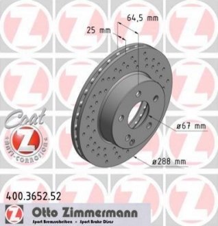 Гальмівний диск Zimmermann 400.3652.52