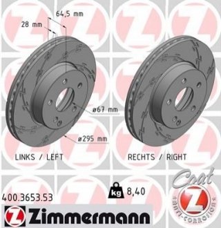 Тормозной диск Zimmermann 400.3653.53