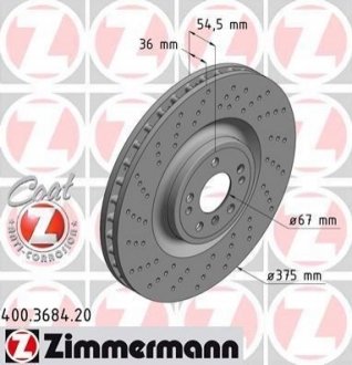 Гальмівний диск Zimmermann 400.3684.20 (фото 1)