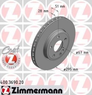Гальмівний диск Zimmermann 400.3690.20 (фото 1)