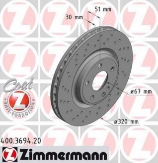 Тормозные диски передние Zimmermann 400369420 (фото 1)