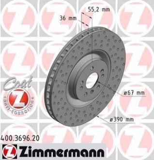 Гальмівний диск Zimmermann 400.3696.20