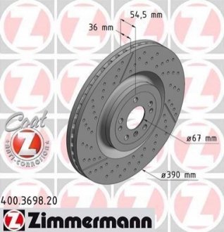 Гальмівний диск Zimmermann 400.3698.20 (фото 1)
