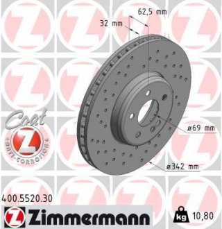 Гальмівний диск mercedes formula s Zimmermann 400552030 (фото 1)