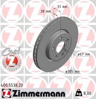 Гальмівний диск Zimmermann 400.5538.20 (фото 1)