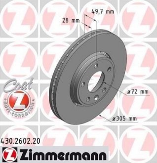 Гальмівний диск Zimmermann 430.2602.20