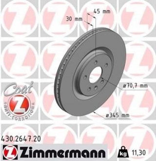 Гальмівний диск Zimmermann 430.2647.20 (фото 1)
