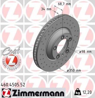 Диск тормозной SPORT Z правый Zimmermann 460450552