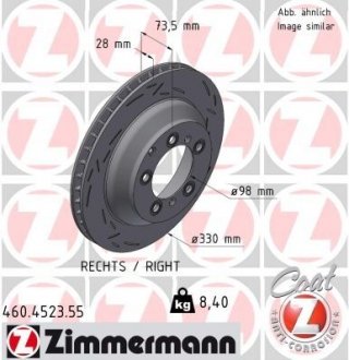 Тормозные диски black z правый Zimmermann 460452355