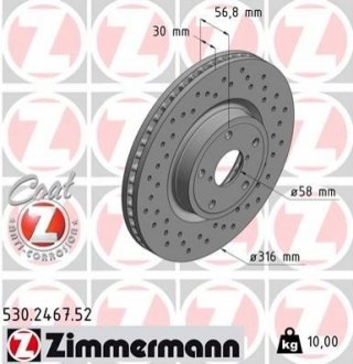 Тормозной диск Zimmermann 530.2467.52 (фото 1)