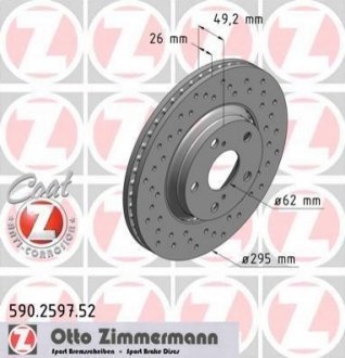 Гальмівний диск Zimmermann 590.2597.52 (фото 1)