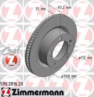 Гальмівний диск Zimmermann 590.2816.20 (фото 1)