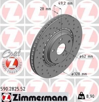 Гальмівний диск Zimmermann 590.2825.52 (фото 1)