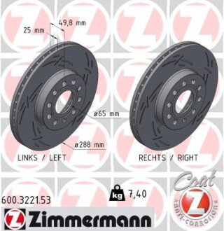 Тормозные диски BLACK Z передние Zimmermann 600322153