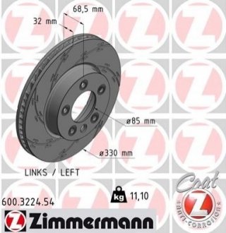 Гальмівний диск Zimmermann 600.3224.54 (фото 1)