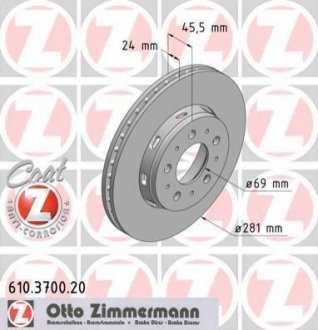 Тормозной диск Zimmermann 610.3700.20 (фото 1)