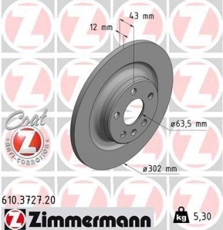 Гальмівні диски задні Zimmermann 610372720 (фото 1)