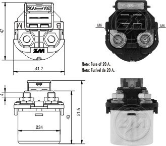 Втягивающее реле uni-12v cg235593 ZM ZM102 (фото 1)